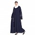 Front open Kaftan abaya with handwork-Navy Blue